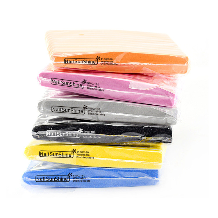 12db/tétel Rhombus Halfmoon Double Side Nail Files puffer 100/180 Polírozás Csiszolás Manikűr Pedikűr Körömpufferek Reszelő eszközök