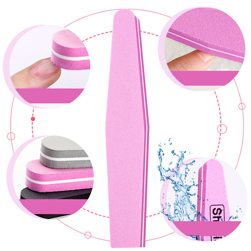 12db/tétel Rhombus Halfmoon Double Side Nail Files puffer 100/180 Polírozás Csiszolás Manikűr Pedikűr Körömpufferek Reszelő eszközök