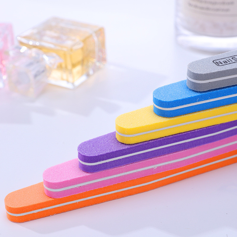 12db/tétel Rhombus Halfmoon Double Side Nail Files puffer 100/180 Polírozás Csiszolás Manikűr Pedikűr Körömpufferek Reszelő eszközök