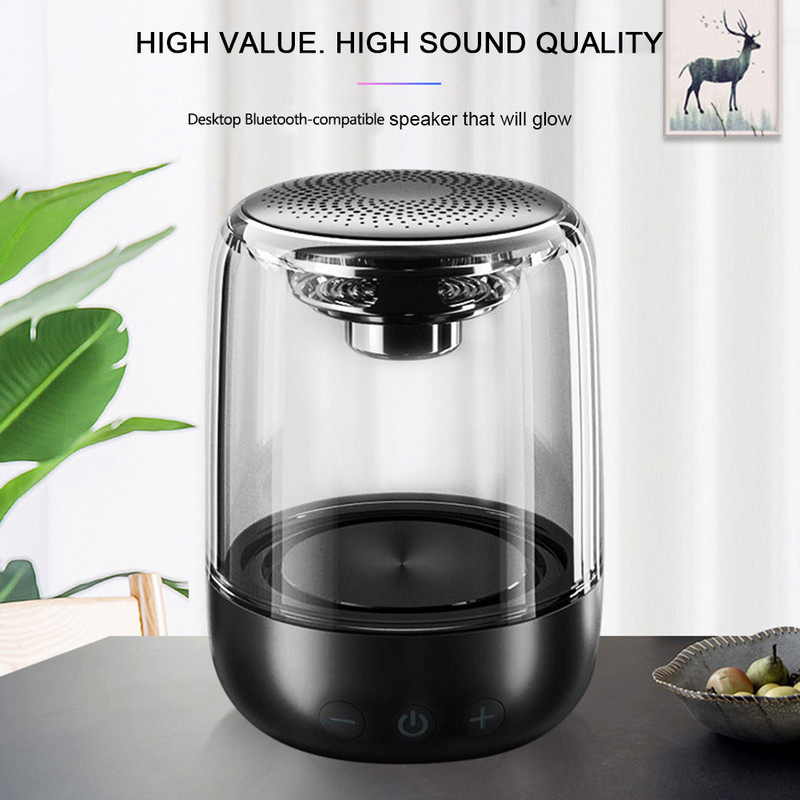 C7 Difuzor portabil Blue tooth 5.0 LED transparent Subwoofer luminos T-WS 6D Surround HIFI Stereo Cool Audio pentru telefon mobil