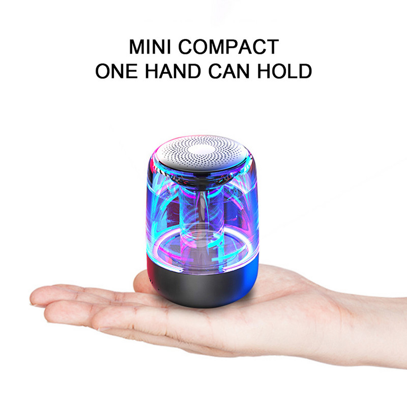 C7 Difuzor portabil Blue tooth 5.0 LED transparent Subwoofer luminos T-WS 6D Surround HIFI Stereo Cool Audio pentru telefon mobil