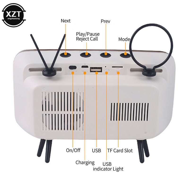 Stereo laikiklis Filmai Mobiliojo telefono laikiklis Mini belaidis Bluetooth garsiakalbis TV Muzikos grotuvas Retro kišeninis Namų garso įrašas Elektrinis