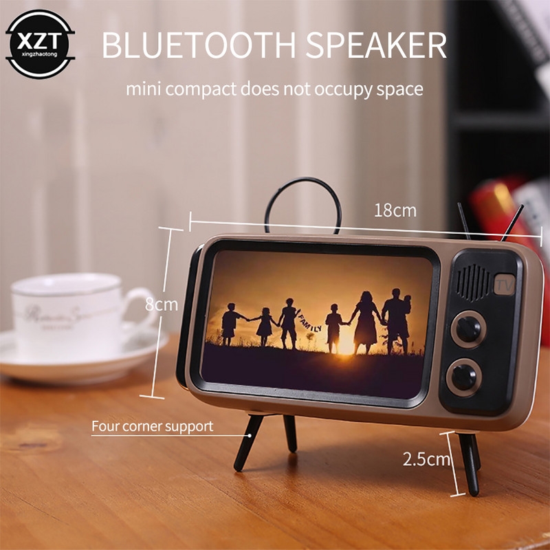 Stereo laikiklis Filmai Mobiliojo telefono laikiklis Mini belaidis Bluetooth garsiakalbis TV Muzikos grotuvas Retro kišeninis Namų garso įrašas Elektrinis