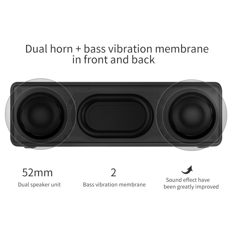 NBY 5510 Bluetooth garsiakalbis Deep Bass belaidis nešiojamasis garsiakalbis su mikrofonu 10 W garso sistema 3D stereo muzikos erdvinis garsas telefonui