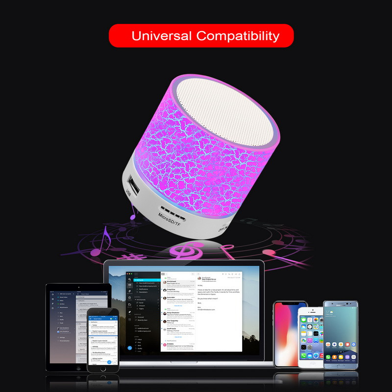 1 τμχ Fashion Wireless Bluetooth Speaker Mini Portable LED Music Audio TF USB FM Stereo Sound Speaker for Phone Computer Column