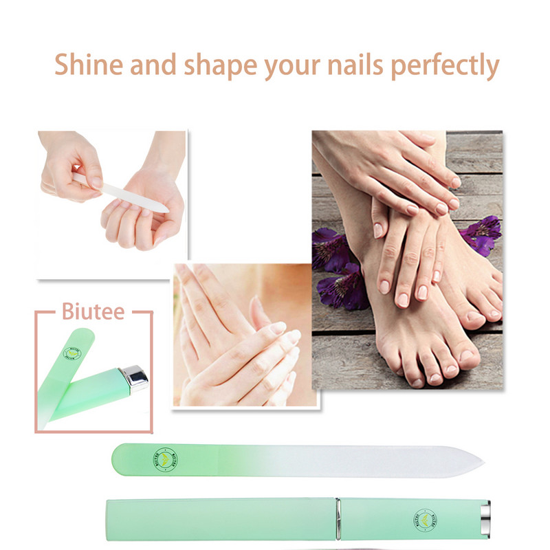 BIUTEE stiklinės nagų dildės buferis skaidrus šlifavimas poliravimas nagų dailės patarimai Įrankiai Profesionalus pedikiūras Nagų manikiūras Pirštų pirštas