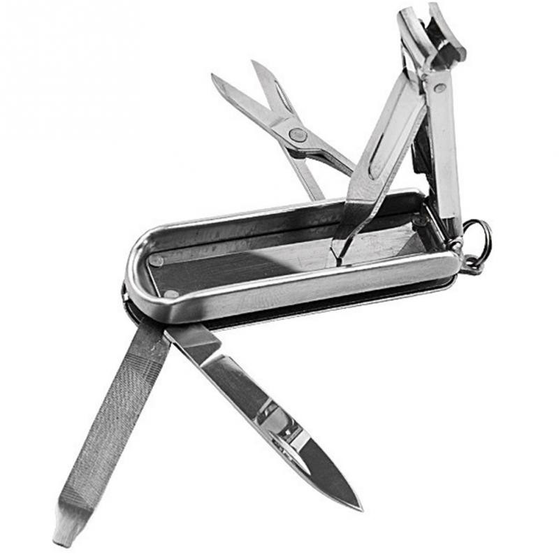 1vnt sulankstoma daugiafunkcė nagų kirpimo mašinėlė 4 viename nerūdijančio plieno nagų kirpimo mašinėlės žirklės Lima peilis su raktu