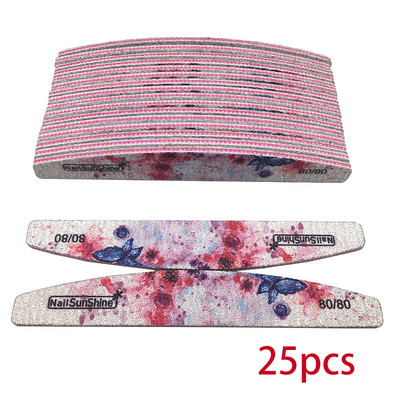 25/50 vnt nagų dildė 80/100/150/180/240/320 storio nagų buferis Profesionalus švitrinis popierius nagų gelio lako dildė gėlių šlifavimo įrankiai