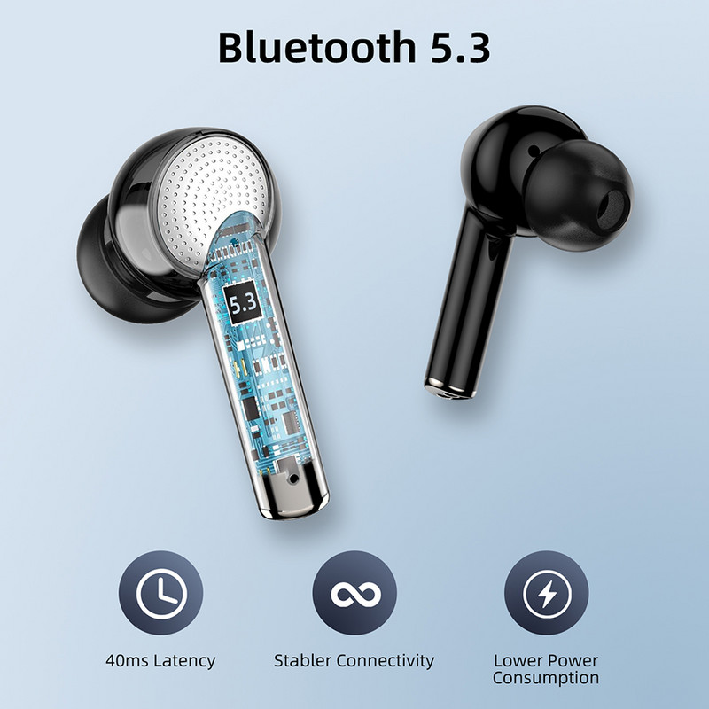 Juessen J8 Led bežične slušalice Bluetooth 5.3 slušalice Deep Bass Stereo slušalice s HD mikrofonom IPX7 Vodootporne 40H reprodukcije