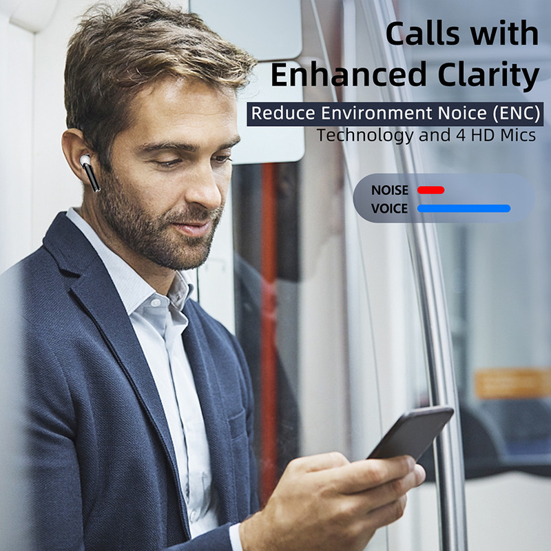 Juessen J8 Led bežične slušalice Bluetooth 5.3 slušalice Deep Bass Stereo slušalice s HD mikrofonom IPX7 Vodootporne 40H reprodukcije