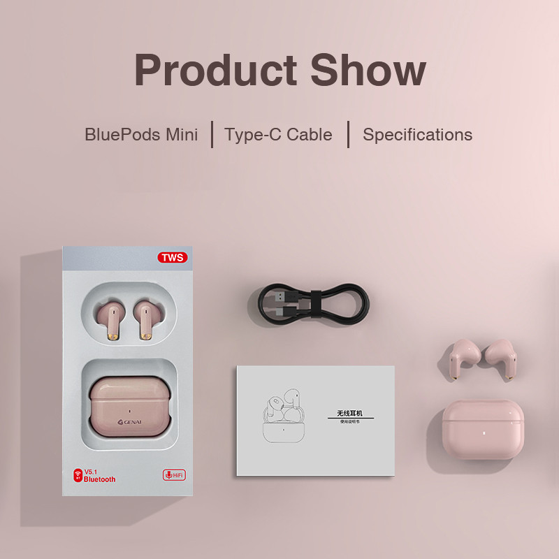 GENAI BluePods Mini Căști fără fir Căști Bluetooth 5.1 Căști în ureche Mâini libere TWS Căști pentru smartphone