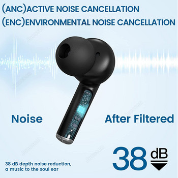 J8 ANC TWS Bluetooth 5.2 слушалки Безжични слушалки с активно шумопотискане Слушалки с ниска латентност 4-микрофонни ENC слушалки с микрофон Водоустойчиви