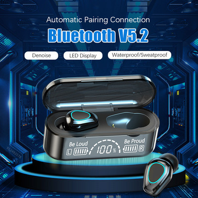 Nove TWS bežične slušalice Bluetooth 5.2 Dual Stereo Noise Reduction Bass Touch Control Dugo čekanje 3500mAH s mikrofonom