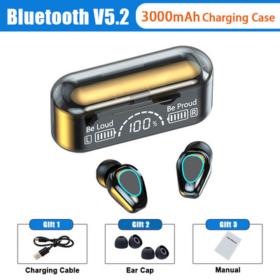 Νέο TWS ασύρματο ακουστικό Bluetooth 5.2 Dual Stereo Noise Reduction Bass Control Touch Long Standby 3500mAH με μικρόφωνο