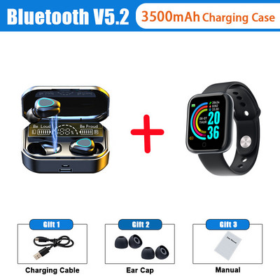 Νέο TWS ασύρματο ακουστικό Bluetooth 5.2 Dual Stereo Noise Reduction Bass Control Touch Long Standby 3500mAH με μικρόφωνο