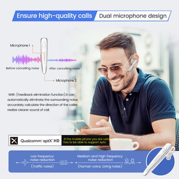 Ασύρματο ακουστικό Bluetooth Glazata με ENC Dual Mic Noise Cancelling & Mute Key, Αυθεντικά ακουστικά για Οδήγηση, Γραφείο, Επιχειρήσεις