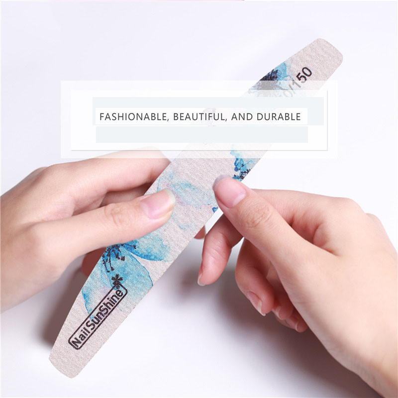 Naujas nagų dildės gėlėmis margintas nagų buferis Blokas Spalvinga Lime a ongle 80/100/150/180/240/320 Manikiūro įrankiai Nagų priežiūros įrankiai