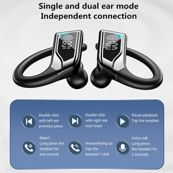 Q8 TWS Безжични слушалки Bluetooth слушалки Стерео кука за уши Сензорно управление Намаляване на шума Водоустойчиви слушалки с микрофон