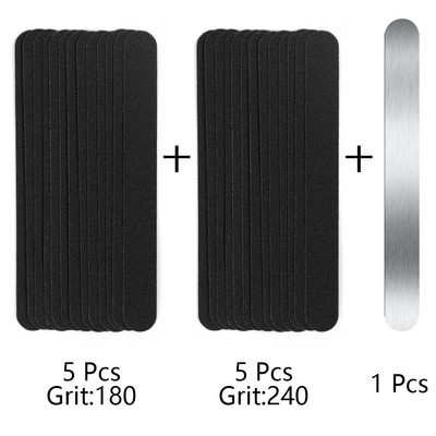Комплект пила за нокти Резервна шкурка от неръждаема стомана с метална песъчинка 100/180/240 Подвижни издръжливи ленти Права пила