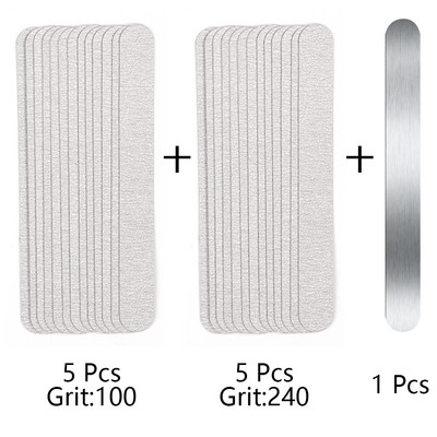 Комплект пила за нокти Резервна шкурка от неръждаема стомана с метална песъчинка 100/180/240 Подвижни издръжливи ленти Права пила