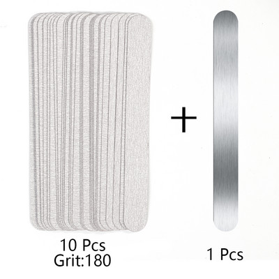 Комплект пила за нокти Резервна шкурка от неръждаема стомана с метална песъчинка 100/180/240 Подвижни издръжливи ленти Права пила