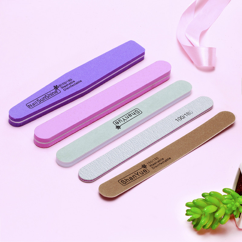 5 komada dvostrane turpije za nokte, vodootporne zrnatosti 100/180 Nail Art Tips pufer, meka spužva, 5 tipova svih turpija, akrilnih gel turpija, 5 turpija.