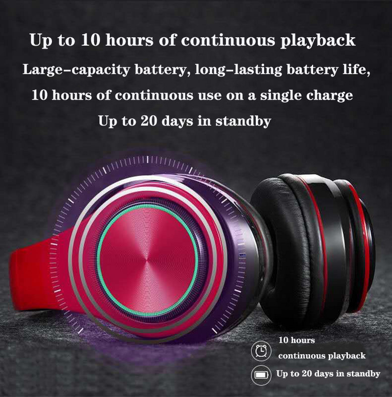 Bluetooth ausinės Sulankstomos belaidės ausinės stereo ausinės Mp3 grotuvas su mikrofonu Spalvingas palaikymas TF kortelės kompiuterio ausinės