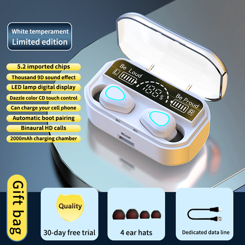 2022 Căști TWS fără fir Bluetooth 5.2, căști stereo sport, impermeabile, cu cârlig pentru ureche, cu microfon, cutie de încărcare de 3500 mAh