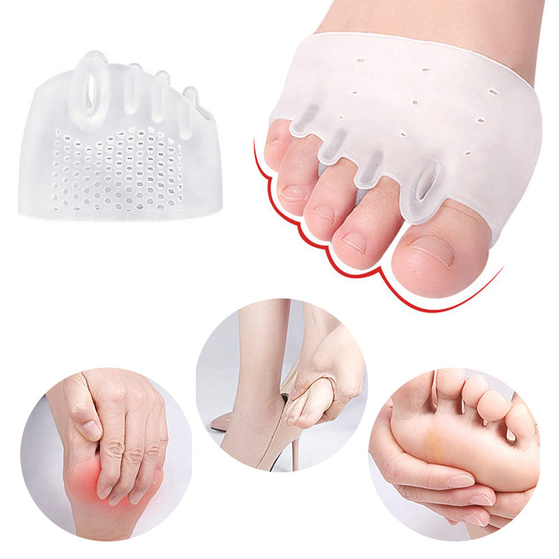 2 vnt = 1 pora pirštų atskyriklis Hallux Valgus Corrector Finger Bunion Orthotics Protector Perdengiantis priekinės pėdos padas Pėdų priežiūros pedikiūras