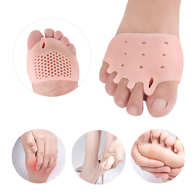 2 vnt = 1 pora pirštų atskyriklis Hallux Valgus Corrector Finger Bunion Orthotics Protector Perdengiantis priekinės pėdos padas Pėdų priežiūros pedikiūras