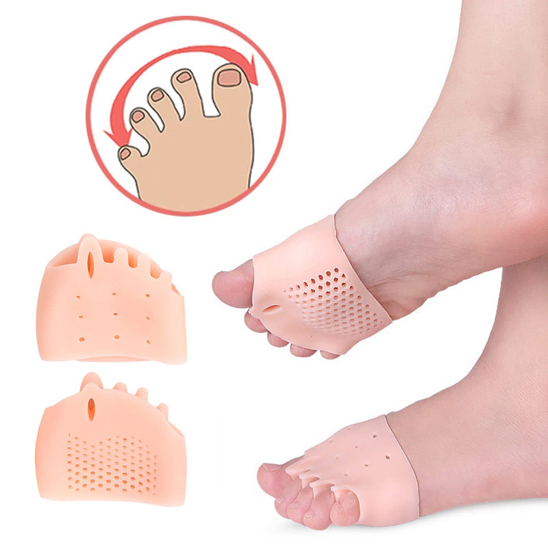 2 vnt = 1 pora pirštų atskyriklis Hallux Valgus Corrector Finger Bunion Orthotics Protector Perdengiantis priekinės pėdos padas Pėdų priežiūros pedikiūras