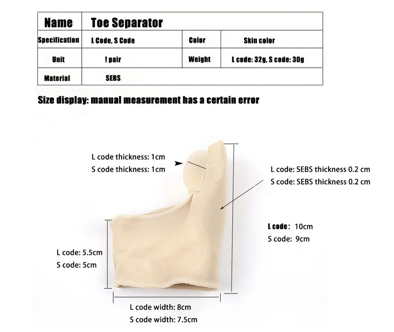 2vnt = 1 poros pirštų korektorius Orthotics Pėdų priežiūros įrankiai Kaulo nykščio reguliatorius Plaktukas Apsauga Minkštas Pedikiūras Kojinių Bunion tiesintuvas