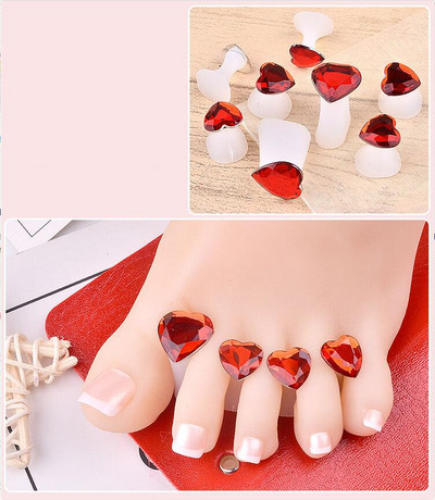 8 gab./iepakojumā purngalu atdalītājs, gudrs, mīksts silikona purngals, bloķēšanas rīki, sirds formas rhinestones, nagu māksla japāņu stilā