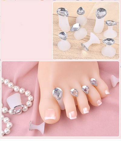 8 gab./iepakojumā purngalu atdalītājs, gudrs, mīksts silikona purngals, bloķēšanas rīki, sirds formas rhinestones, nagu māksla japāņu stilā