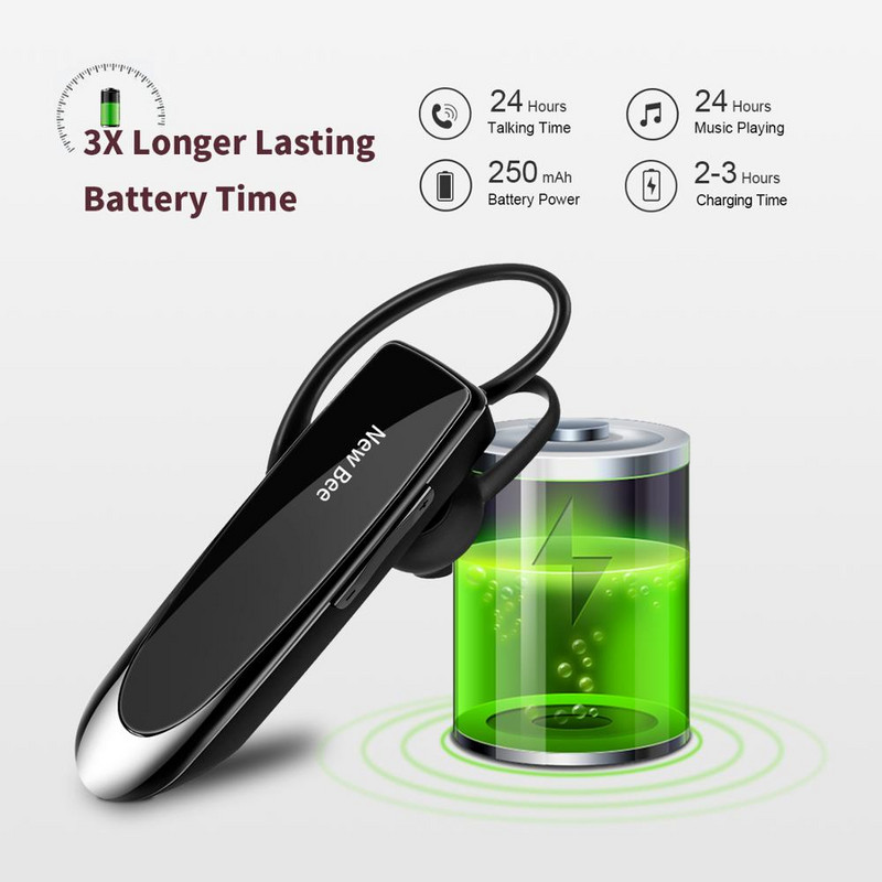 Bezdrôtové slúchadlá New Bee Headset Bluetooth V5.0, handsfree slúchadlá, 24-hodinová výdrž hovoru, mikrofón s potlačením hluku CVC6.0