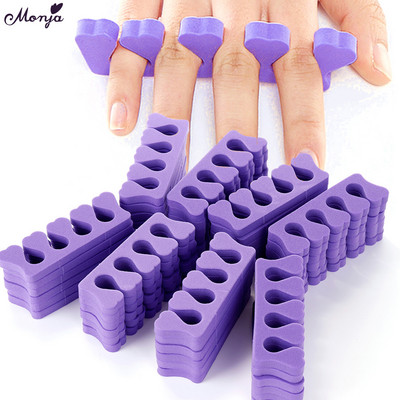 Monja 50/100бр Опаковка Nail Art Разделители за пръсти Пръсти Произволен цвят Мека гъба UV Гел Лак Красота Маникюр Педикюр Инструменти