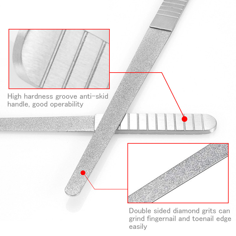 1 buc. Pilă profesională din oțel inoxidabil pentru pile de unghii, metal, tijă dublă de șlefuit, manichiură, pedichiură, scrub, unelte pentru arta unghiilor, grosime