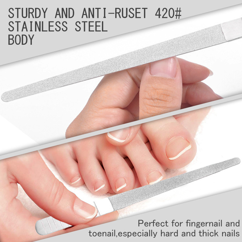 1 buc. Pilă profesională din oțel inoxidabil pentru pile de unghii, metal, tijă dublă de șlefuit, manichiură, pedichiură, scrub, unelte pentru arta unghiilor, grosime