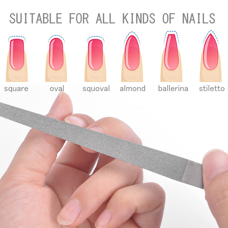 1 buc. Pilă profesională din oțel inoxidabil pentru pile de unghii, metal, tijă dublă de șlefuit, manichiură, pedichiură, scrub, unelte pentru arta unghiilor, grosime
