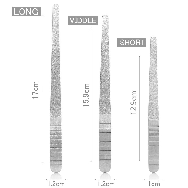 1 buc. Pilă profesională din oțel inoxidabil pentru pile de unghii, metal, tijă dublă de șlefuit, manichiură, pedichiură, scrub, unelte pentru arta unghiilor, grosime