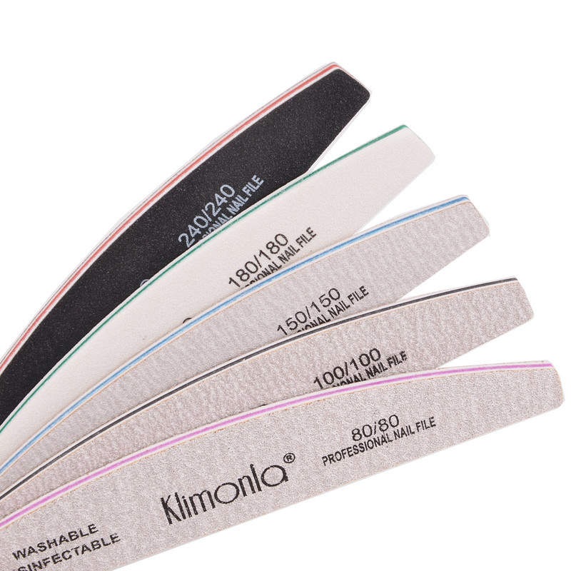 50 vnt. / partijoje nagų dildės 80/100/150/180/240 grūdėtumo pusmėnulio formos gelinis poliravimas manikiūro priedai Pedikiūras šlifavimo nagų dildė