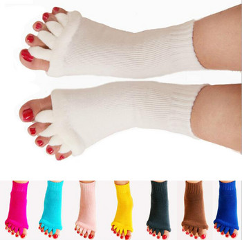 2Pcs Eastic Foot Alignment Болкоуспокояващи чорапи за устройство за педикюр Корекция на Hallux Valgus Чорапи с пет пръста на краката Разделители на пръстите на краката