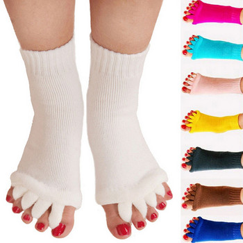 2Pcs Eastic Foot Alignment Болкоуспокояващи чорапи за устройство за педикюр Корекция на Hallux Valgus Чорапи с пет пръста на краката Разделители на пръстите на краката