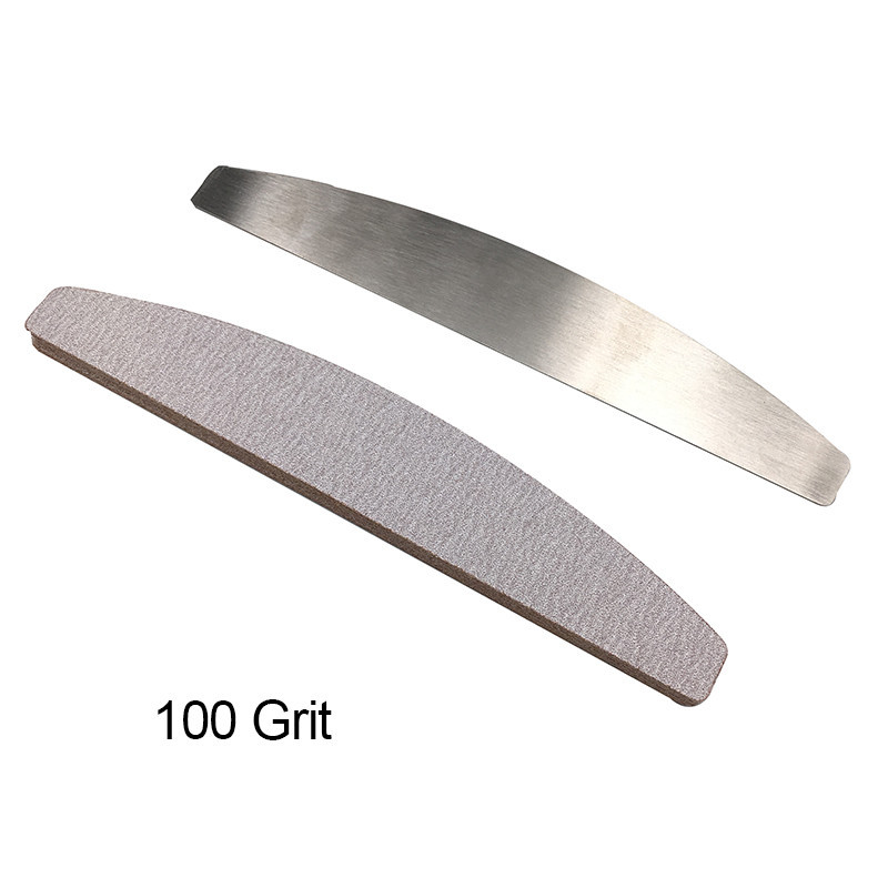 Naujas pilkas metalinis nagų dildės nuospaudų valiklis manikiūro nagų dailės nerūdijančio plieno rankenos švitrinis popierius su 50 vnt.