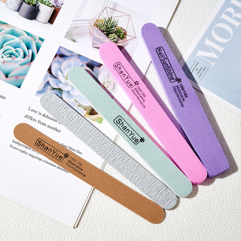 5vnt/komplektas 100/180 dvipusis nagų dildės šlifavimas Half Moon Nails dilde Strong Zebra Professional nagų dildės įrankiai TF-1