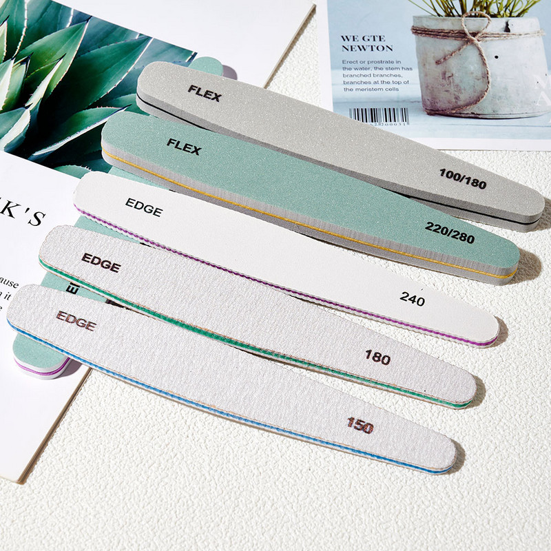 5vnt/komplektas 100/180 dvipusis nagų dildės šlifavimas Half Moon Nails dilde Strong Zebra Professional nagų dildės įrankiai TF-1