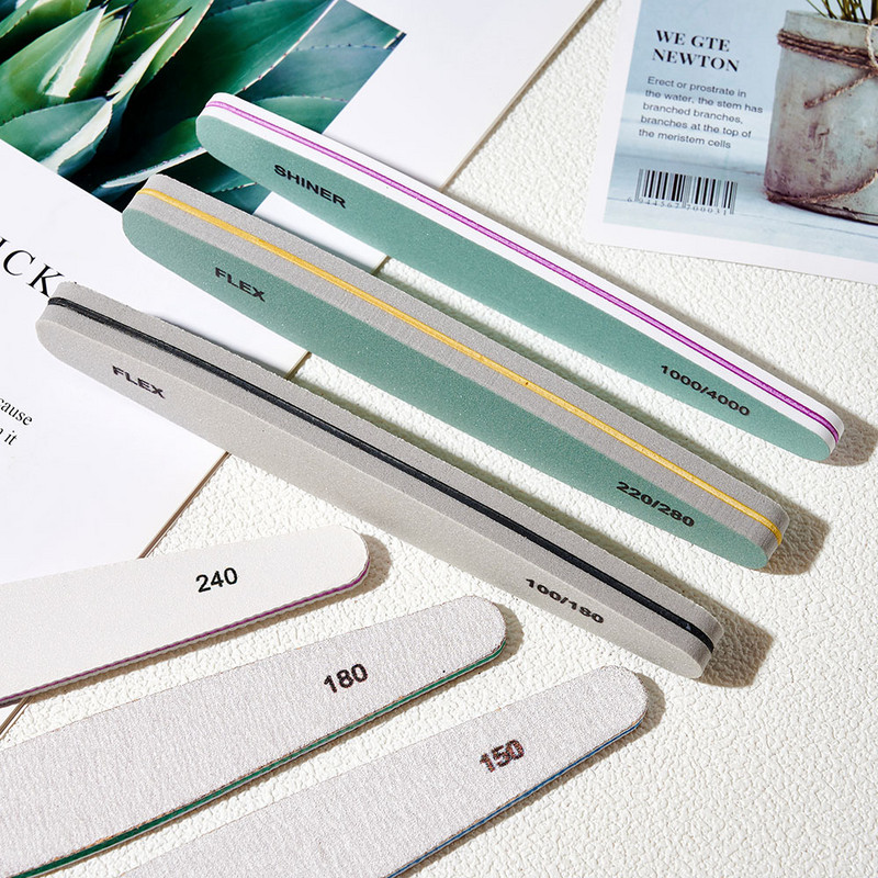 5vnt/komplektas 100/180 dvipusis nagų dildės šlifavimas Half Moon Nails dilde Strong Zebra Professional nagų dildės įrankiai TF-1