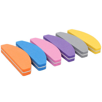 50-5PCS Многоцветни гъбени пили за нокти Буфер Буфер за нокти Half Moon Шкурка Полиращ салон Инструменти за ноктопластика Аксесоари за маникюр