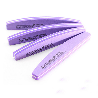 10 бр./лот Halfmoon двустранни пили за нокти буфер 100/180 полиране шлайфане маникюр педикюр нокти буфери пила инструменти