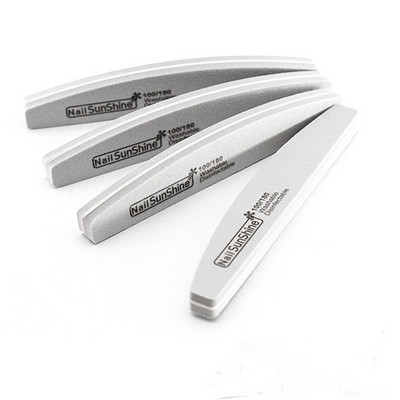 10 бр./лот Halfmoon двустранни пили за нокти буфер 100/180 полиране шлайфане маникюр педикюр нокти буфери пила инструменти